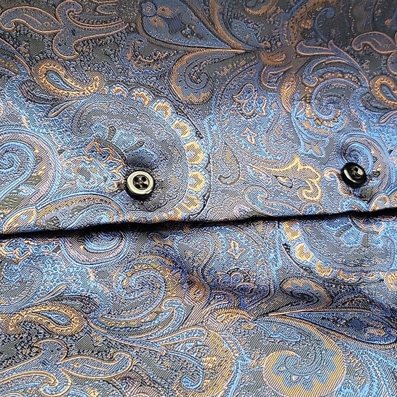Men's Blue Paisley Shirt: Barry.Wang - Picture 5 of 6